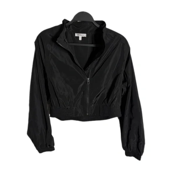 Good American Dolman-Sleeve Cropped Track Jacket Black Womens  SZ 3/L - Picture 2 of 8